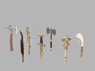 Medieval Polearms Weapon Pack 02 Low-poly 3D Model Low-poly 3D model