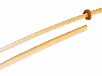 Bokken wooden samurai sword Low-poly 3D model