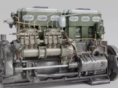 vehicle engine 3d model Low-poly 3D model