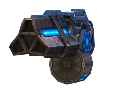 LowPoly Sci-Fi Assault Heavy Machine Gun Low-poly 3D model