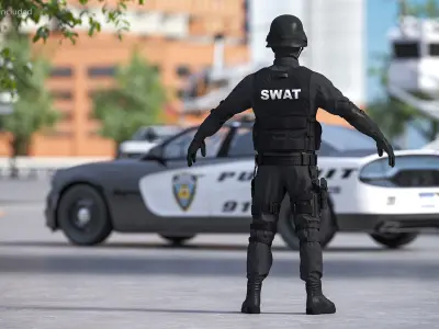 SWAT Police Officer Tactical Gear 3D model