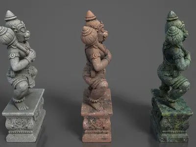 Ancient Khmer Statue28-250523 Low-poly 3D model
