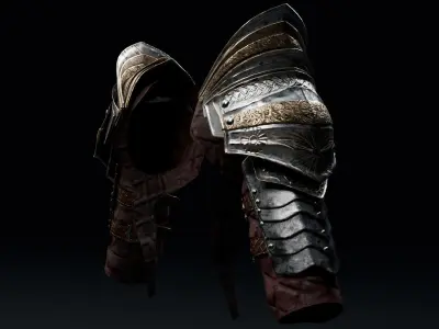  Female Knight Shoulder Armor Set MidPoly 3D model