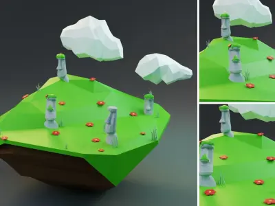 Low Poly Worlds Islands Exteriors Pack 3 Low-poly 3D model