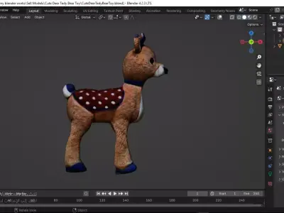 Cute Deer Tedy Bear Toy Low-poly 3D model purchase