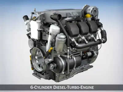 Truck diesel engine 3D model