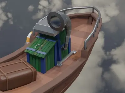 low poly fishsing boat Low-poly 3D model