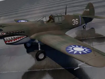 Curtiss P-40B Warhawk 3D model