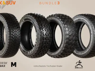 TRUCK - SUV Tire Pack Bundle 3 Low-poly 3D model