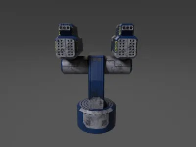 Si-Fi Turret blue Low-poly 3D model