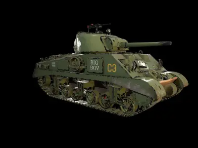 Sherman Tank 3d model game ready Low-poly 3D model