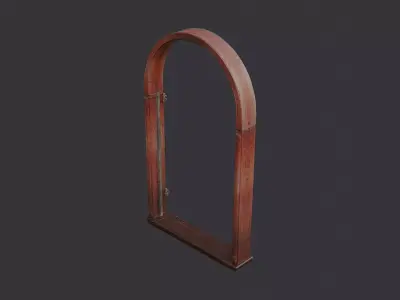 Wood Arch Window Double Frame Low-poly 3D model