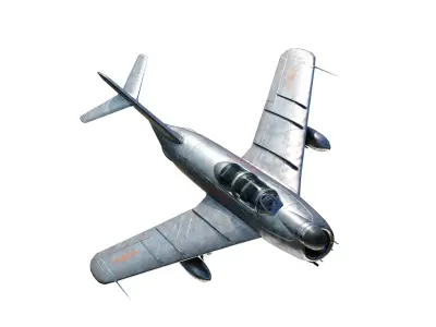 PBR PLAAF J-5 Fighter Mig-17 two-seat version Low-poly 3D model