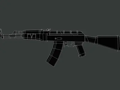 AK 74 Lowpoly gun In 4 colors Low-poly 3D model