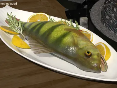 Ceramic Serving Dish with Fish 3D model