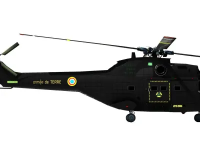 Helicopter puma 9 textures Low-poly 3D model