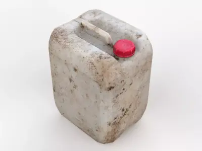 Plastic White Jerrycan Red Cap Scan Low-poly 3D model