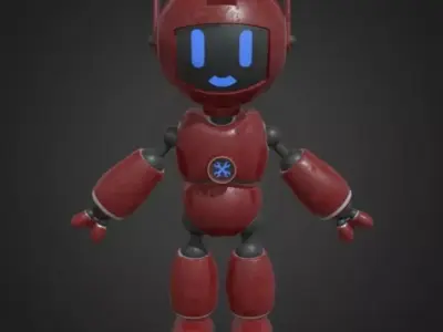 Robot KN0-W3R Free low-poly 3D model