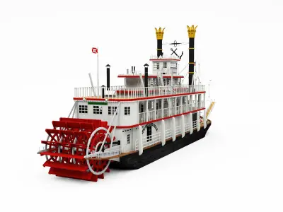 Mississippi River Boat Paddle Steamer 3D 3D model