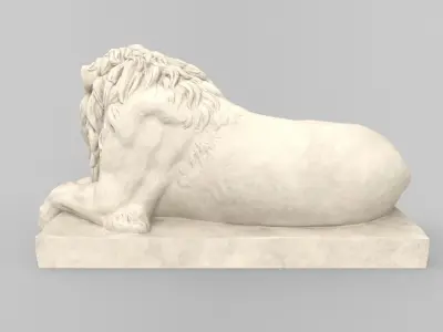 Marble Recumbent Lion 3D Model