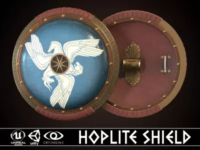 Hoplite Shield Sphinxes Low-poly 3D model