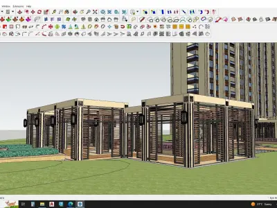 3D model of a city with lots of buildings 3D model