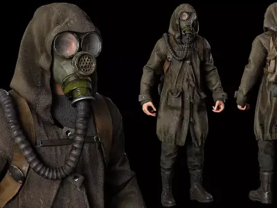 Post apocalyptic survivor 2 Game ready low poly character Low-poly 3D model