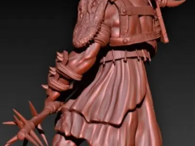 Berserk warlord with horns and spear 3D print model