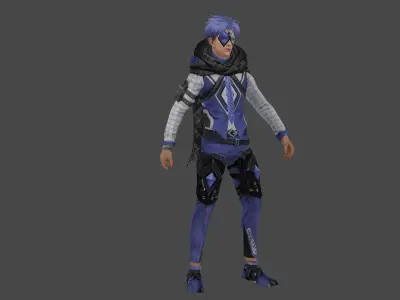 Cyber X 2 character in futuristic outfit Low-poly 3D model