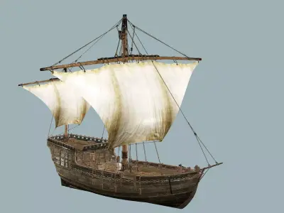 Galeon Ship X1 Game-Ready Low Poly 3D Model Low-poly 3D model