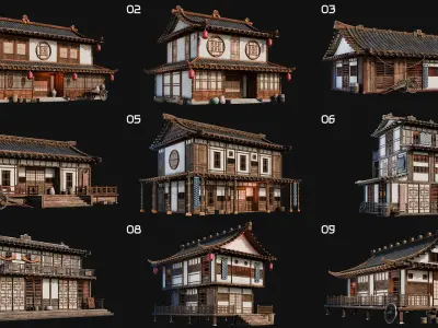50 JAPAN BUILDINGS - 4K PBR HIGH QUALITY Low-poly 3D model