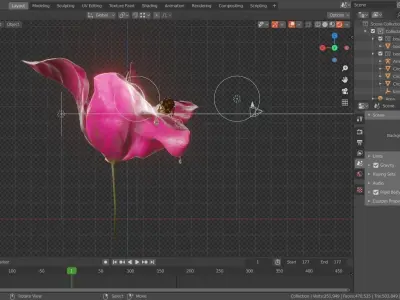 Bouganville flower with hornet 3D model