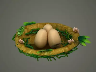 bird nest birdnest egg eggs robin bluebird eagle feeder house  3D model
