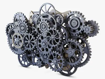 Gear Mechanism Low Poly v 1 Low-poly 3D model