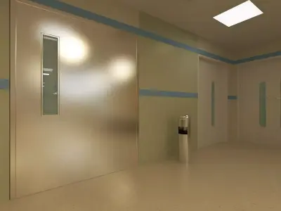 Hospital Wardroom with Monitoring Units and Nurses Station 3D model