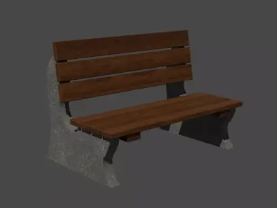 Park Bench Low-poly 3D model 14