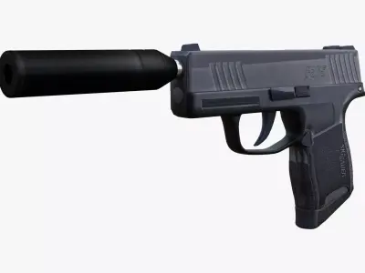 Silenced Pistol P365 Low-poly 3D model