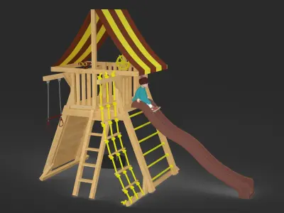 Little Girl on Slide Fur 3D model