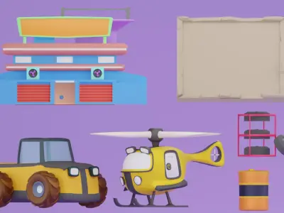 Cartoon Helper Pack Low-poly 3D model