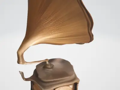Damaged Vintage Gramophone 3D Model 3D model