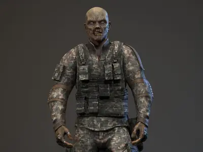 Military zombie Low-poly 3D model