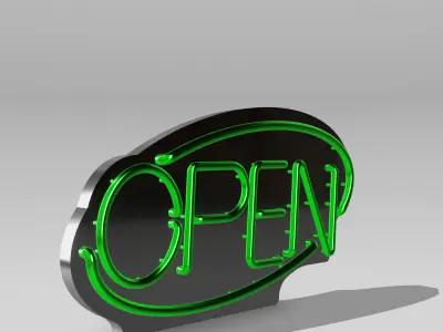 OPEN Neon Sign 3D print model
