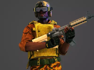 African American Military Mercenary Soldier  3D model