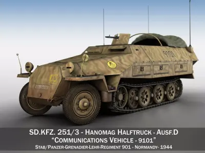 SDKFZ 251 Ausf D - Half-track - 9101 3D model