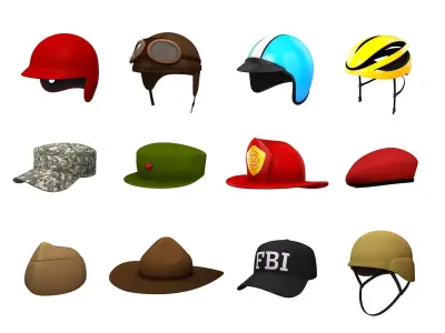 Hats and Helmet Pack 4 3D model