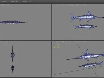Cartoon fish - Xiphias gladius -marlin Low-poly 3D model