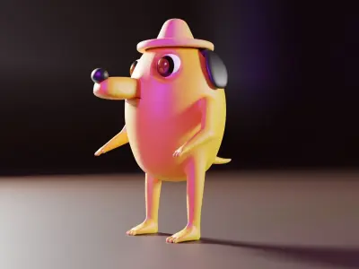 Doggy banana wearing hat Free low-poly 3D model
