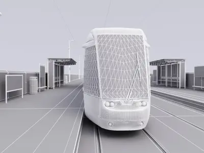 Dublin city tram and station 3D model