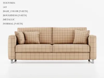 Realistic sofa with multiple colors game ready model Free low-poly 3D model