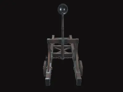 Medieval Catapult V02 Old Low-poly 3D model